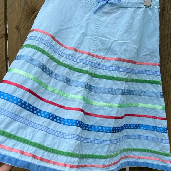 Mini Boden Light Blue Cotton Ribbon Skirt Girls Size 11-12Y - Picture 2 of 5